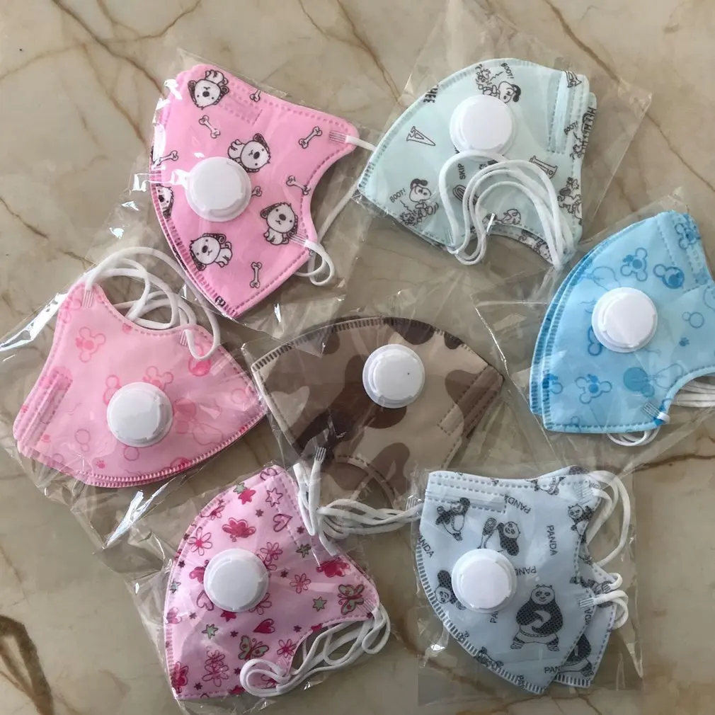 

Disposable Children Mask Breathing Valve N95 Meltblown Cloth Dustproof Cartoon Five-Layer Protective Mask For 0-10 Years Kids
