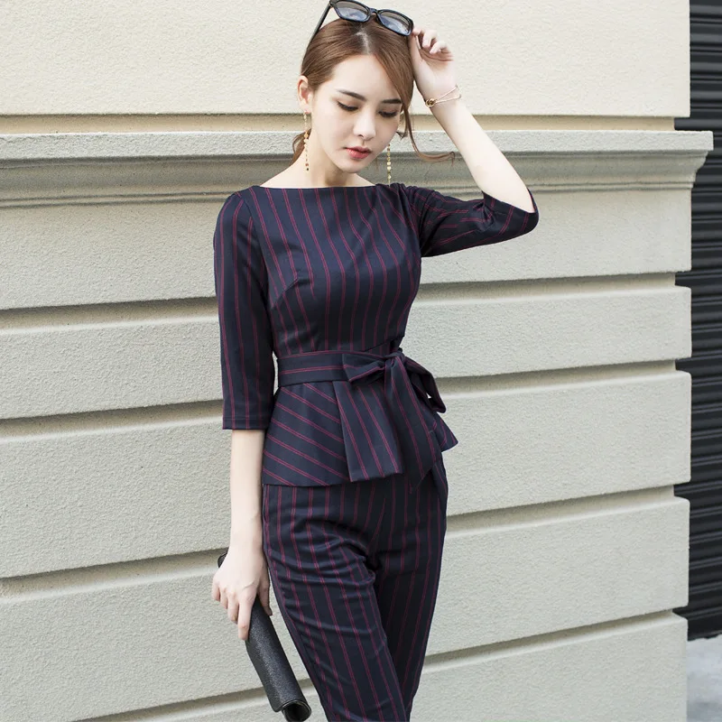 

Spring Winter New Style Debutante Stripes Fashion Fragrant Wind Debutante Elegant Two-Piece Set Business Suit