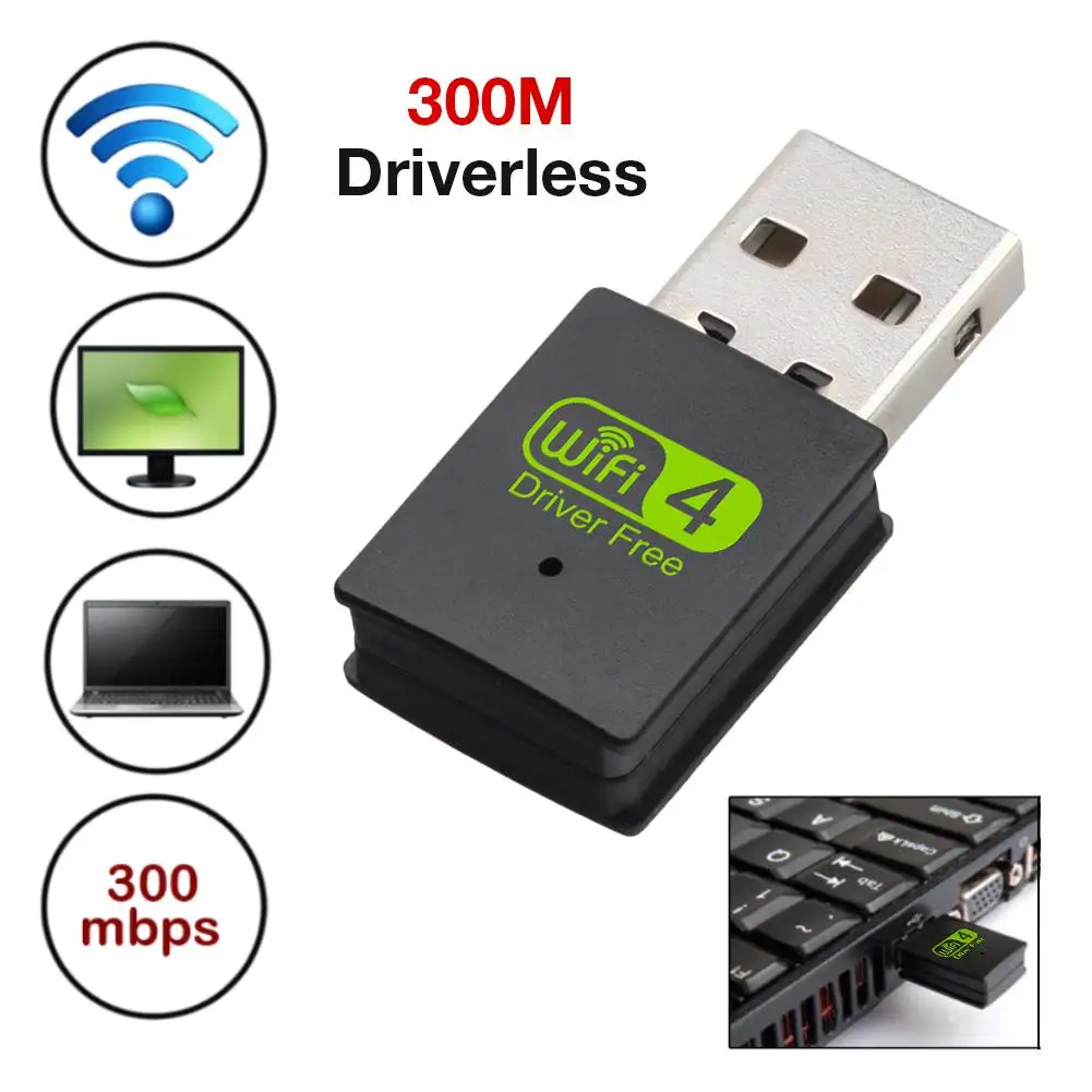 300 Мбит/с Wi Fi адаптер без водителя беспроводной приемник сетевая карта USB