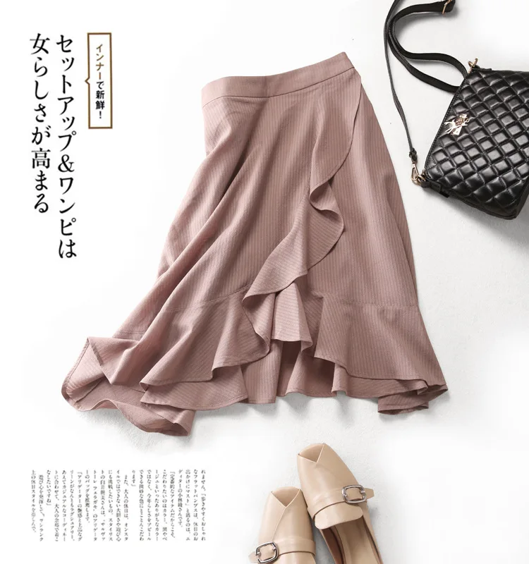 Японо-Стиль и Расклешенная юбка, Новый стиль спинкой короткое и длинное сзади юбка c оборками шифоновая юбка 2019 юбка женское платье, Оптовая