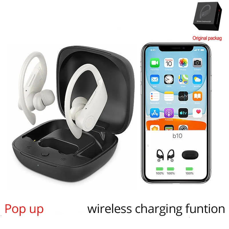 Pop Up W Всплывающие беспроводные наушники B10, Bluetooth 5,0, водонепроницаемые, 6D, стерео гарнитура, спортивные наушники с микрофоном, PK i200 tws i500 - Цвет: Pop Up W