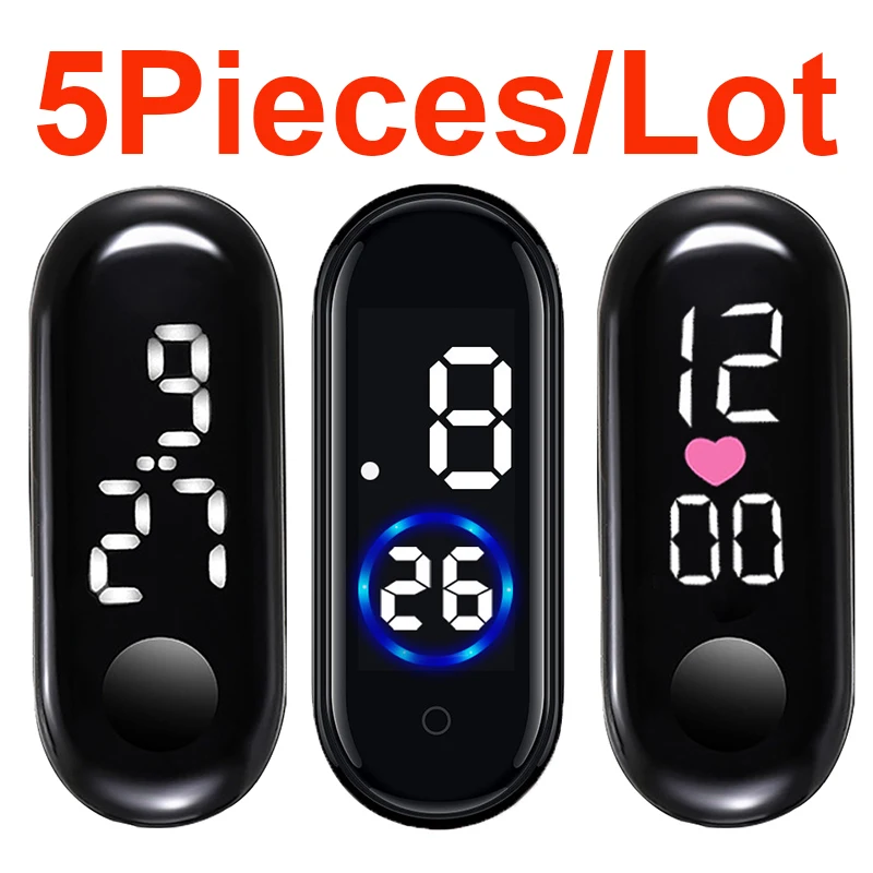 5 Pieces/Lot Kids Watch Movement For Children Three Kinds Display Dial Led Digital Clock Fashion Boys Girls Watch Accessoriess