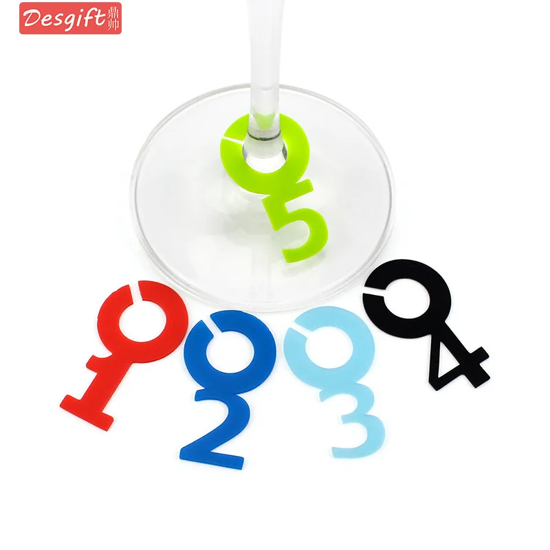 

Silicone Red Wine Cup Label with Numbers Cool Distinguish Marking Cup Scanner Wine Glass Stickers Marking Machines Pendant Wine