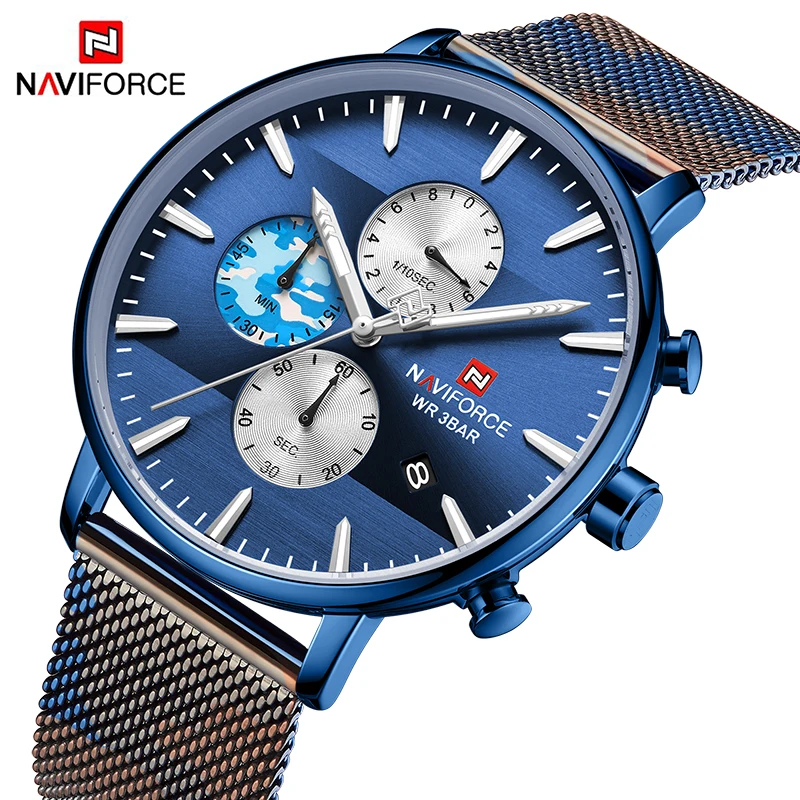 Часы наручные NAVIFORCE Мужские кварцевые брендовые Роскошные модные
