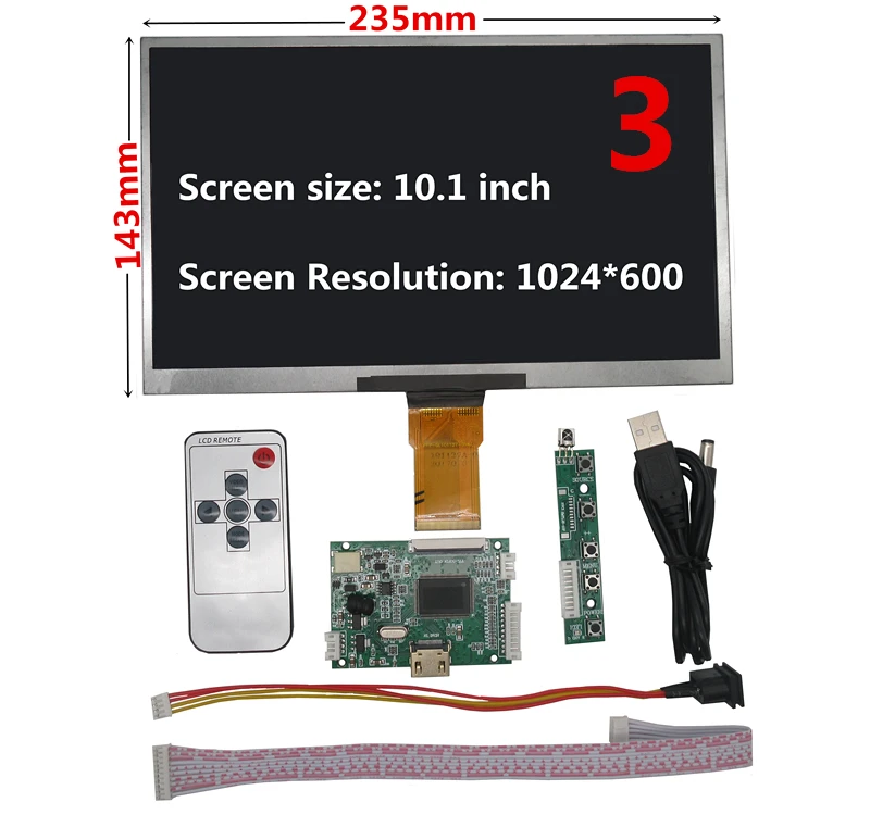 10,1 дюймов 1024*600 HDMI экран ЖК-дисплей с аудио драйвер платы монитор для Raspberry Pi Banana/Orange Pi мини компьютер