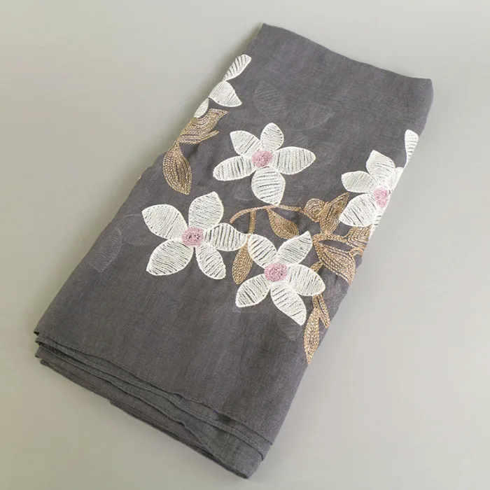 Женский осенний элегантный длинный шарф Foulard Femme вышитый цветок шаль шарфы Зимние теплые глушитель