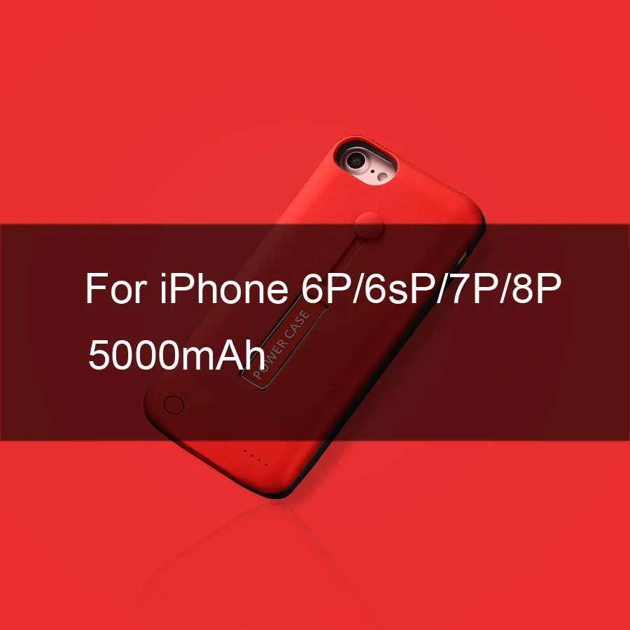 Чехол для аккумулятора PINZHENG, зарядное устройство для iPhone 6, 6s, 7, 8 Plus, внешний аккумулятор, чехол для зарядки для iPhone X, XR, Xs, чехол для зарядного устройства - Цвет: Red i6P 6sP 7P 8 P