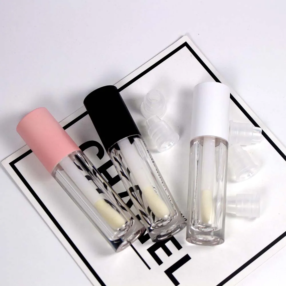 10pcs 5ml  frosted and clear Liquid Foundation Container Makeup  Transparent round Refillable Bottle with pink /white/black top