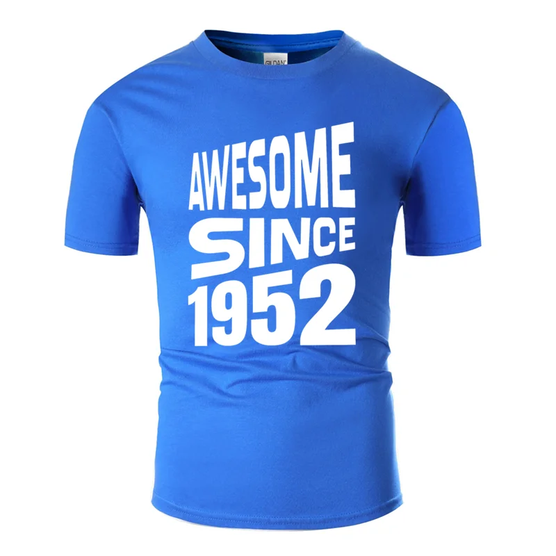 Comical awesome since 1952(7 цветов на выбор) футболка для мужчин с буквами Мужская футболка европейский размер S-5xl хип-хоп Топ - Цвет: Men-Blue