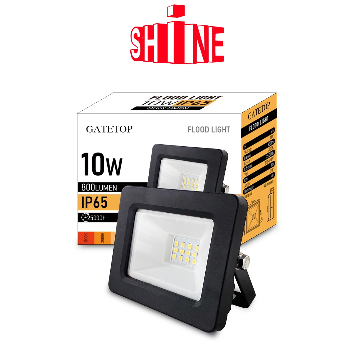 

10W Floodlight IP65 Dust-Proof Waterproof Outdoor LED Light 220-240V High Lumen for Garden Courtyard Street
