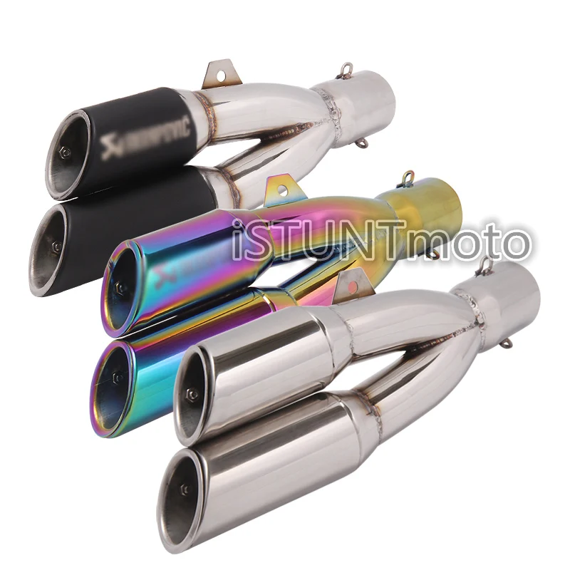 370 мм Универсальный мото цикл Akrapovic выхлоп escape moto модифицированное двойное отверстие 51 мм Глушитель для Z800 CB400 Ninja 400 GW250 CBR300