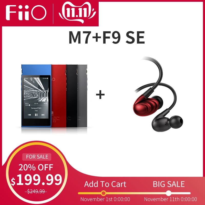 Bundle Sale FiiO M7 Bluetooth 4.2 aptX-HD LDAC Hi-Res Touch Screen LCD Music MP3 play Metal Case with FM Radio with FiiO F9SE
