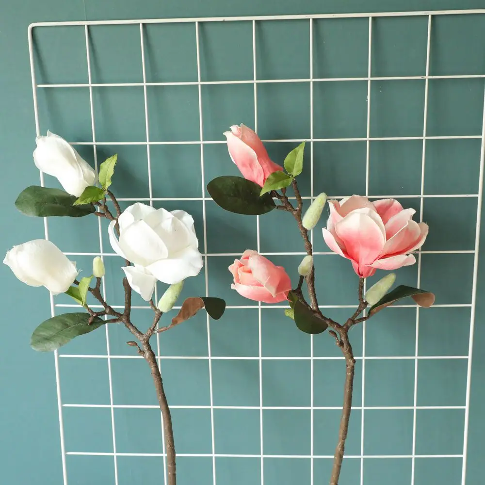 

Simulation Single Branch Magnolia Silk Artificial Flower for Home Decoration Vase Orchid Wedding Bride Holding Fake Flower Plant