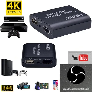 

1080P 4K HDMI Video Capture Device HDMI To USB 2.0 Video Capture Card Live Streaming Broadcast Dongle Game Record Local Loop Out
