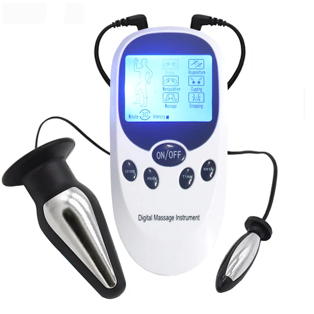 Electric Shock Pulse Anal Vaginal Plugs Masturbator Electro Stimulator Prostate Massage Big Butt Plug USB Charge Host Sex Toys