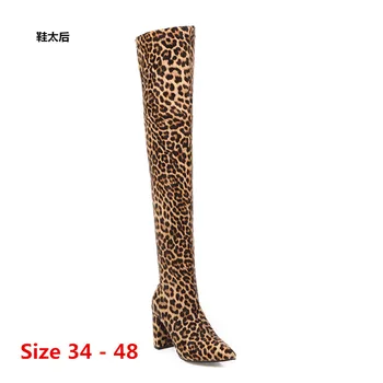 

Spring Autumn High Heel Over the Knee Boots Women Martens Long Boots High Heels Woman Shoes Botas Muje Small Big Size 34 - 48