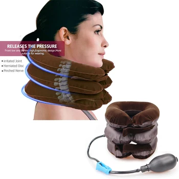 

Inflatable Air Compressor Neck Cervical Traction Collar Therapy Massage Pillow Pain Relief Travel Car Cover Cushion