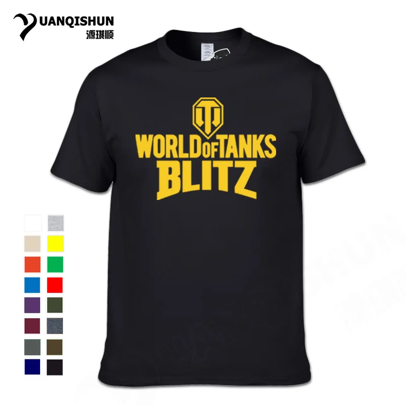 Футболка мужская с принтом World Of Tanks Blitz модная тенниска из хлопка круглым вырезом