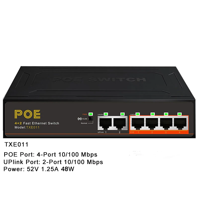 TEROW 6 портов POE коммутатор 52V Bulit-in Power 10 Мбит/с/100 Мбит Ethernet сетевой для