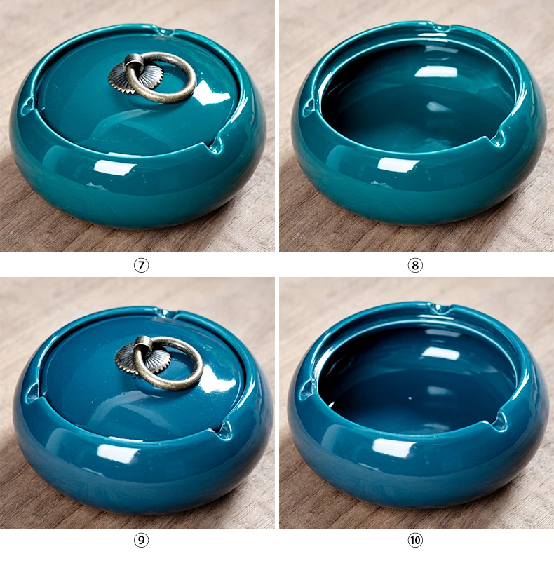 Round Ceramic Ashtray Living Room Anti Fly Ash with Lid Ashtray Cigar Ashtrays Home Decoration Accessories Send Boyfriend Gift for ceramic ashtray cigarettes ashtray