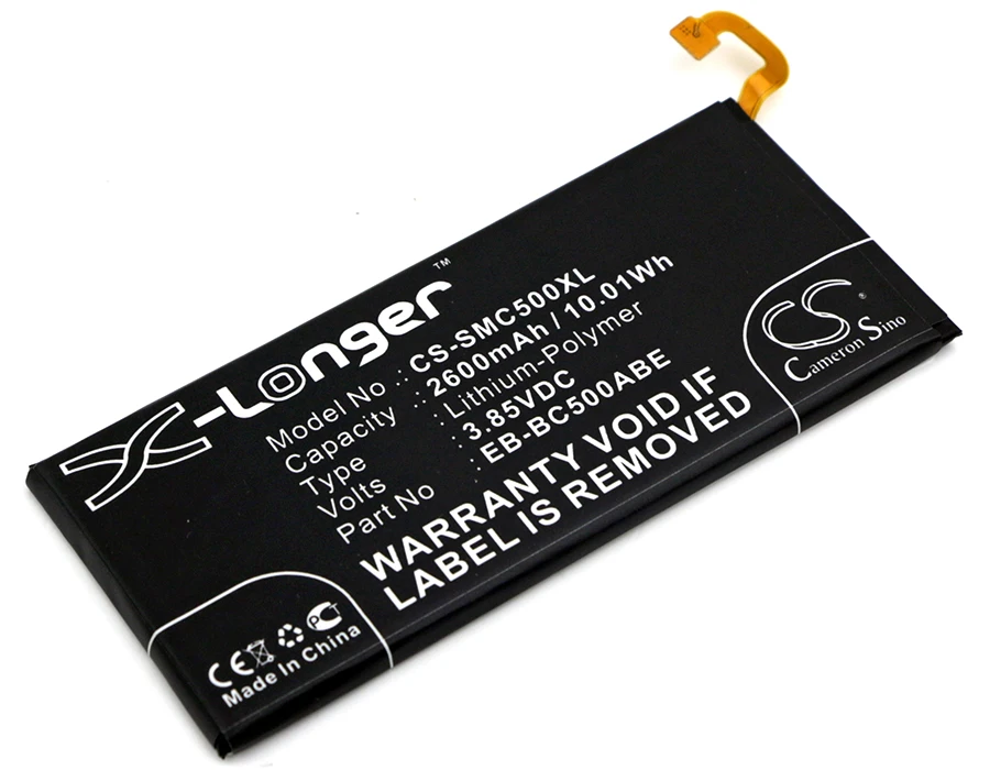Batteria Cameron Sino 2600Mah Per Samsung Galaxy C5 Duos Td-Lte Pro Duos Pro Duos Td-Lte Sm-C5000 C5010 C5018 Eb-Bc500Aba