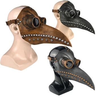 

Funny Steampunk Plague Doctor Bird Mask Latex Punk Cosplay Masks Beak Adult Halloween Event Cosplay Props Accessories