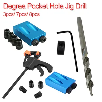 

Drill Bit 3pc/7pc/8pc Pocket Hole Screw Jig Set 15 Degree Angle Holes Jig With Dowel Drill Carpenters Joint Tool For Woodworking
