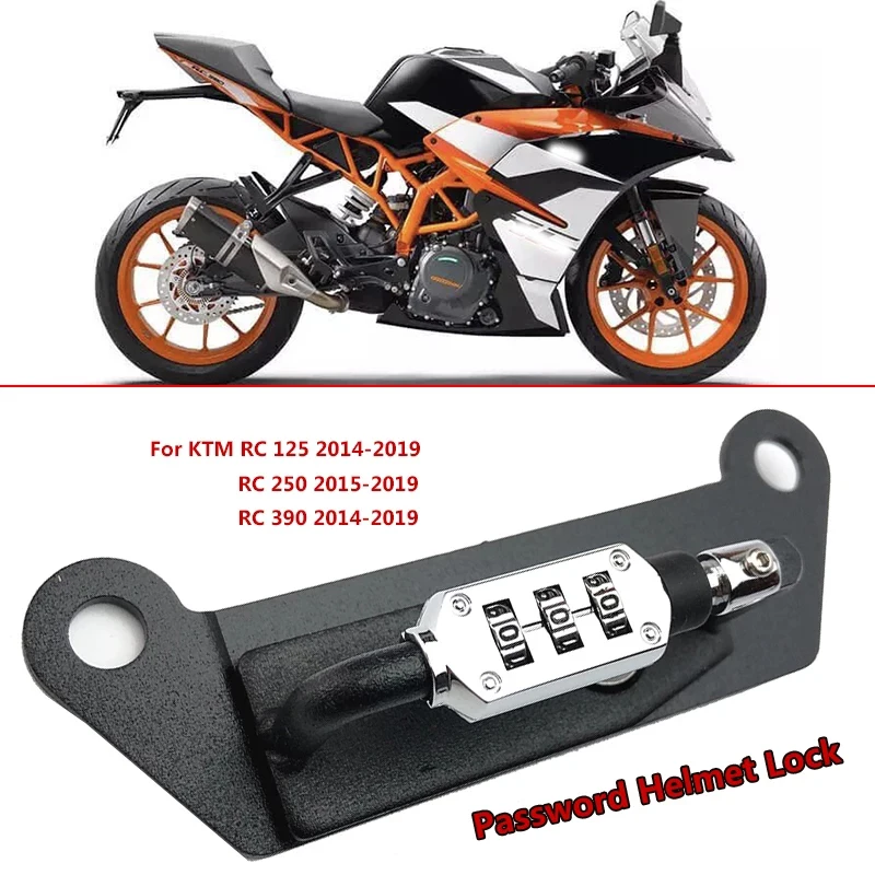 

Motorcycle Helmet Lock Password Mount Hook Black Side Anti-theft Security Fits For RC 125 / RC 250 / RC 390 2015-2019 2014