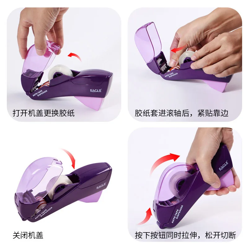 Semi-Auto Tape Dispenser with 35mm Fixed Length Tape Cutter and Free Length  Cutter Desktop Cutter Office Packing, Random Color - AliExpress