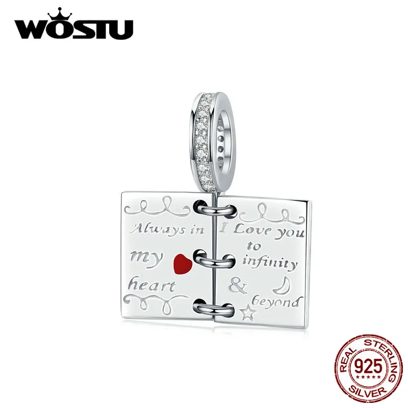 WOSTU Love Story записная книжка подвески 100% Стерлинговое Серебро 925 пробы бисер подходит для оригинального