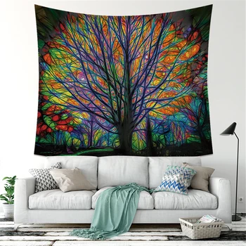 

Colorful Psychedelic Forest Tapestries Mandala Wall Hanging Life Of Tree Tapestry Christmas Boho Decor Home Dorm Art Wall Carpet