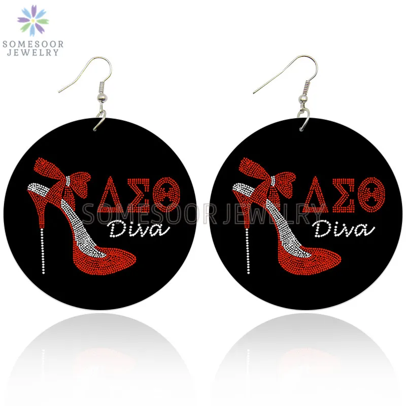 SOMESOOR Delta Sigma Theta Symbol Diva африканские деревянные висячие серьги исторически черные гордость Sorority Женские