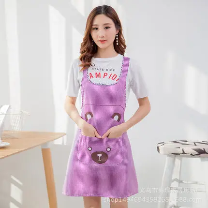 Корейский стиль кухонный водонепроницаемый фартук для домашней уборки маслостойкая рабочая одежда кофе Маникюр милый фартук с изображением медведя - Цвет: 3