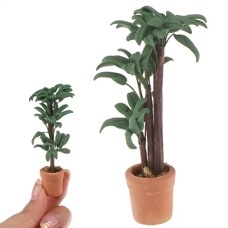 Maison De Poupee Pot Miniature Plantes Feuilles Vertes Decoration De Jardin Collection De Poupees Jeu En Rouleau Pour Enfants 1 12 Aliexpress