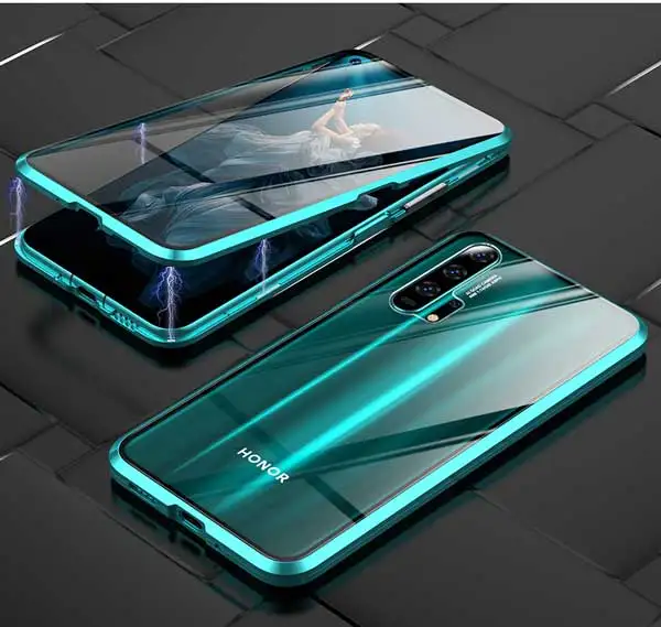 Green Магнитный чехол для huawei P20 P30 Pro P Smart Z Y9 Prime mate 10 20 30 Pro Honor 10 Lite Nova 3e 5i 360 закаленное стекло - Цвет: Green