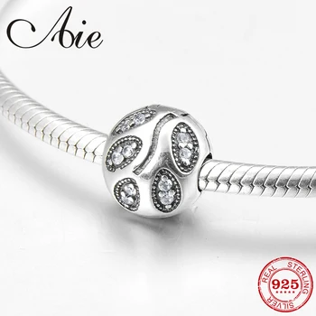 

Leaves pattern 925 Sterling Silver DIY gift clear CZ fine clips Lock beads Fit Original Pandora Charm Bracelet Jewelry making