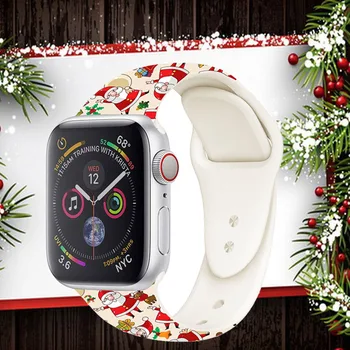 

Sport loop band 38/40/42/44mm for Apple Watch 5 4 3 2 1 Printed Straps Merry Christmas Santa Bracelet For iWatch wristband gift