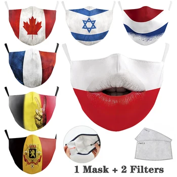 

Print Mask Camouflage Face Masks 2 Pcs Filter Pad + 1 Pcs Mouth Mask Fabric Adult Protective PM2.5 Reusable Filter Mask Washable