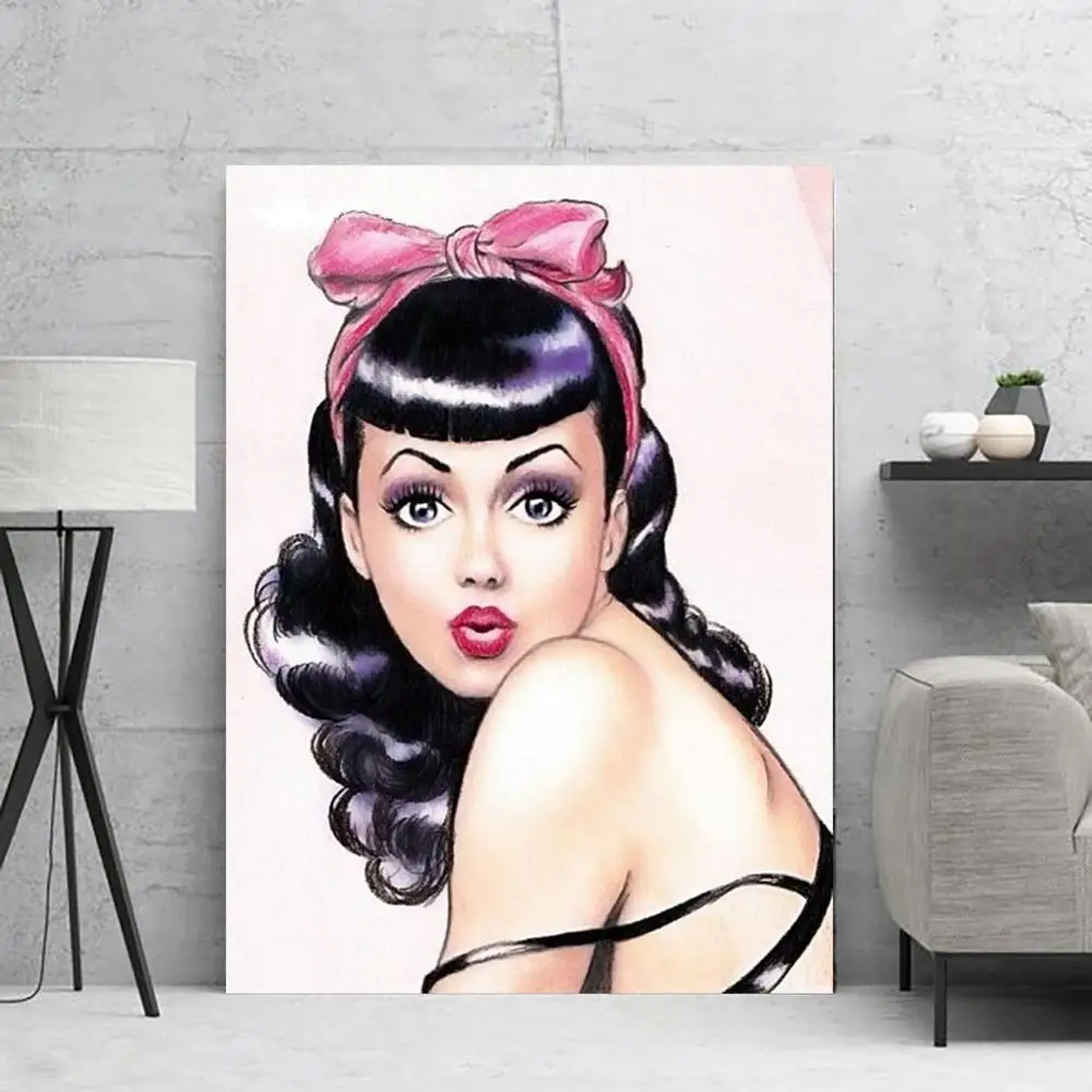 

Canvas Painting Room Decor Cute Girl Picture Posters Wall Art Canvas Laminas Decorativas pared cuadros Drop Shipping