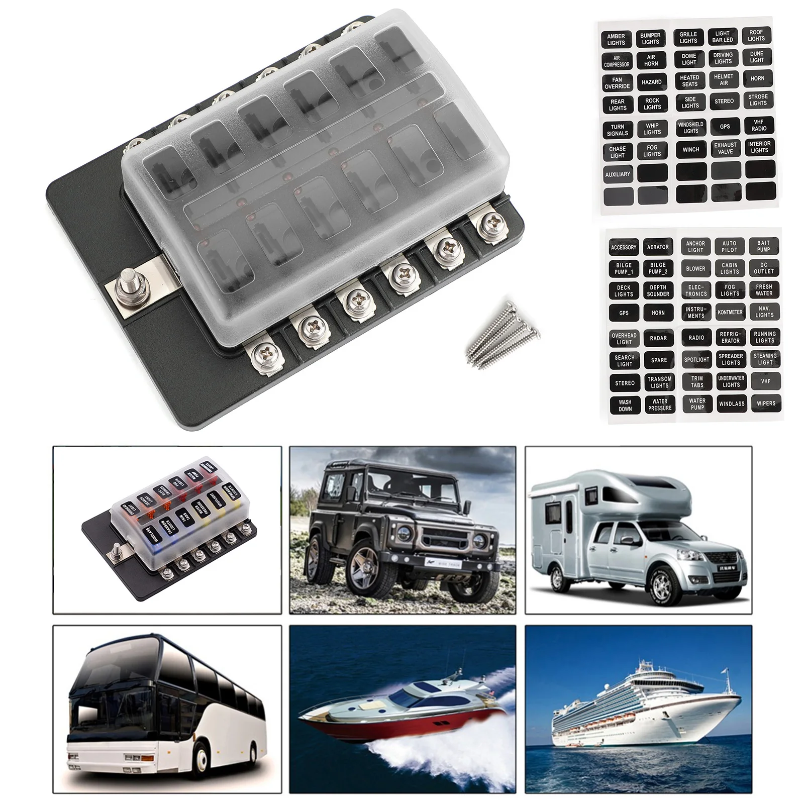 Areyourshop 32V постоянного тока с светодиодный индийских ATO r 12 способ лезвие предохранителей держатель предохранителя предохранителей Стандартный УВД ATO для автомобиля лодка морской автобус Ван