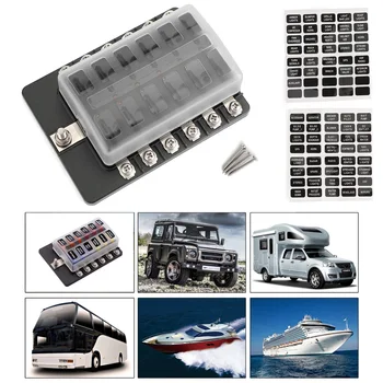 

Areyourshop 32V With LED Indicator 12 Way Blade Fuse Box Holder Fuse Box Circuit Standard ATC ATO for Car Boat Marine Bus Van