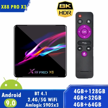 

X88 PRO X3 TV Box Android 9.0 4GB RAM 64GB 128GB 32GB Amlogic S905X3 Quad-core 1080p 8K HD Wifi youtube Set top Box Media Player