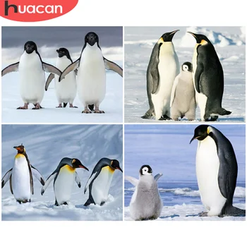 

HUACAN DIY Painting By Number Penguin Animal Drawing On Canvas Coloring By Numbers Winter Kits Home Decoration