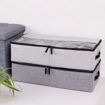 

Foldable Shoes Storage Box with Compartments Dustproof Underbed Storage Bin Assembled Organizer for Blanket Clothes (Dark Grey)