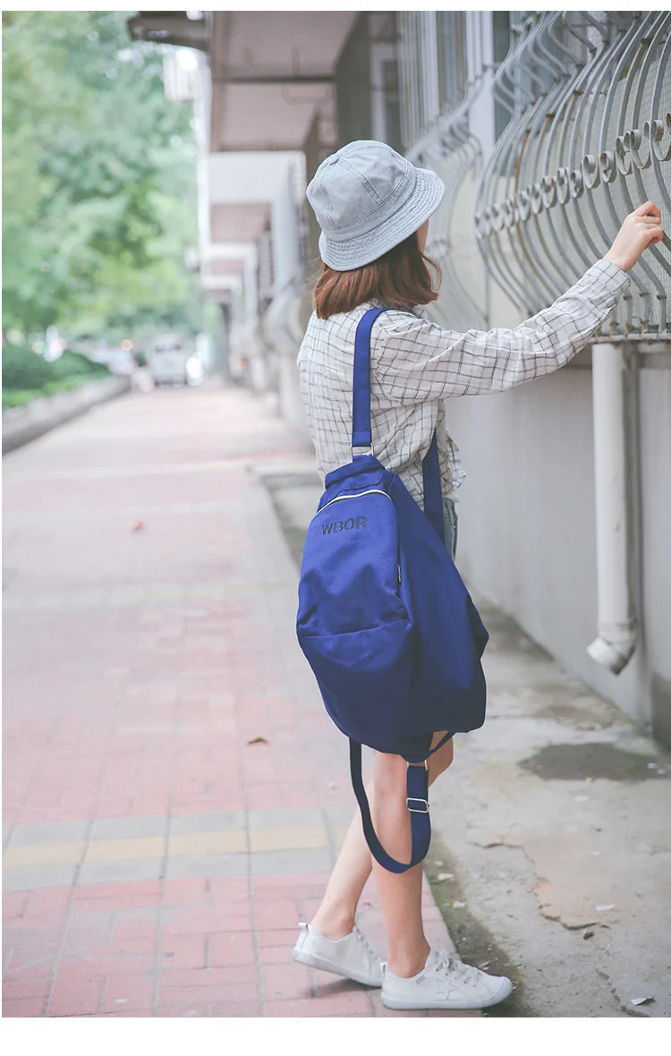 Women Canvas Solid Color Backpack Embroidery Fashion Shoulder Bag Japanese Style Large Capacity Letter Luggage Travel Bag