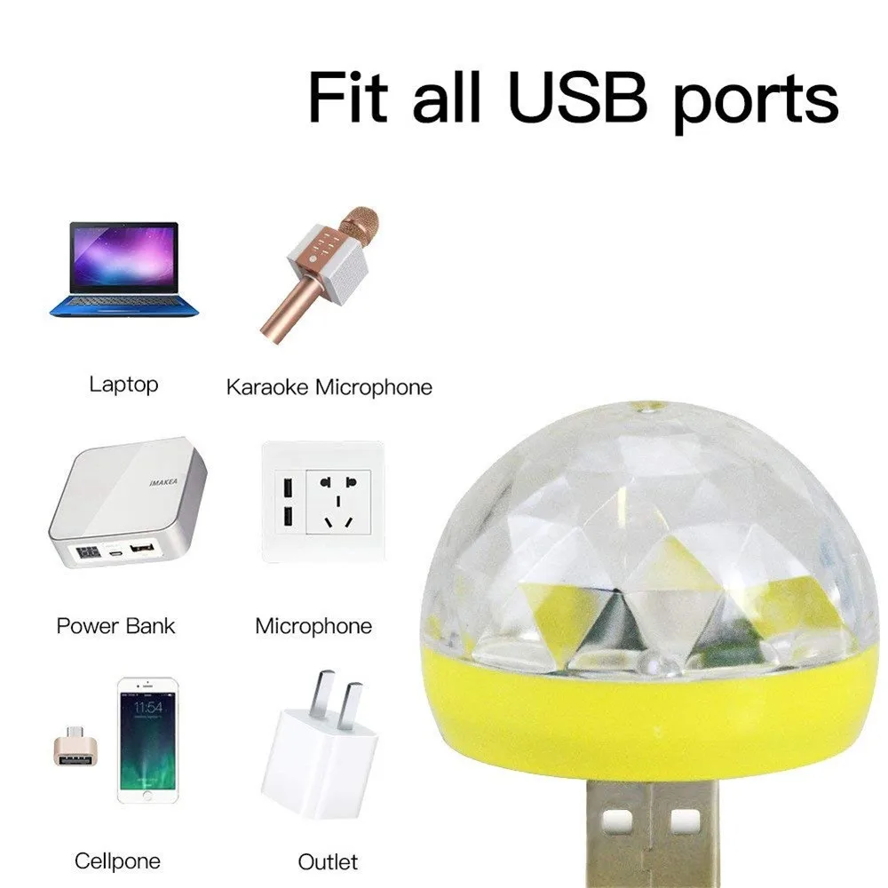 Мини USB диско-светильник светодиодный вечерние светильник s Портативный хрустальный магический шар красочный эффект сценический светильник для дома вечерние украшения караоке