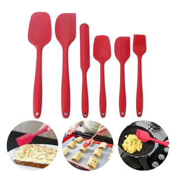 

6 Pieces Non-Stick Silicone Cooking Set Pastry Spatula Rubber Spatula Set Heat-Resistant Kitchen Utensils Tools for Baking BBQ