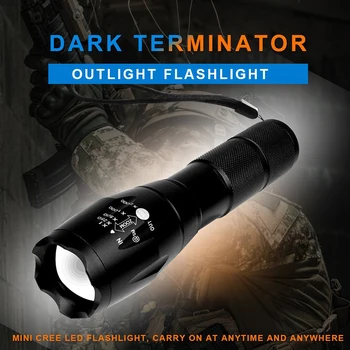 

1000 Lumens Led Flashlight Ultra Bright Torch T6 Camping Light Button Switch Waterproof Zoomable Bicycle Light use 18650 Battery