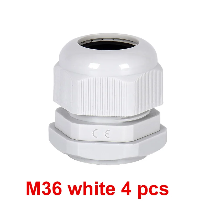 M36 white 4 pcs Нейлоновый пластиковый провод и кабель Водонепроницаемый шарнир M33-M63 головка грамм, фиксированное уплотнение - Цвет: M36 white 4 pcs