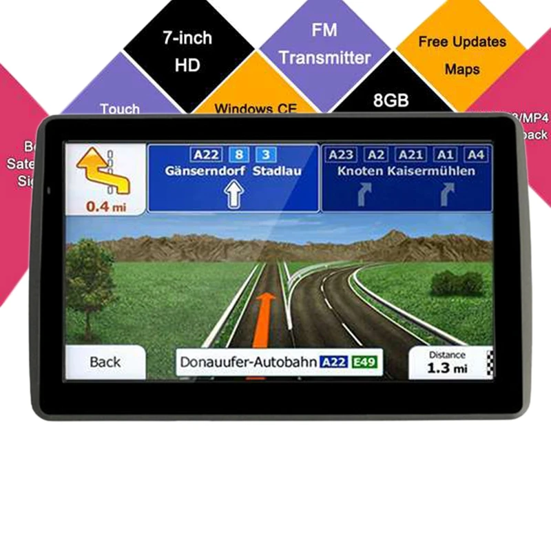 7-дюймовый автомобильный Gps навигатор емкостный Экран 8G 256Mb Mp3/Mp4 голос дальнего света навигации
